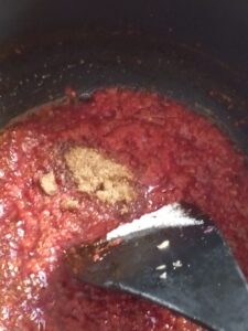 add salt and seasoning cubes for traditional red oil pepper sauce