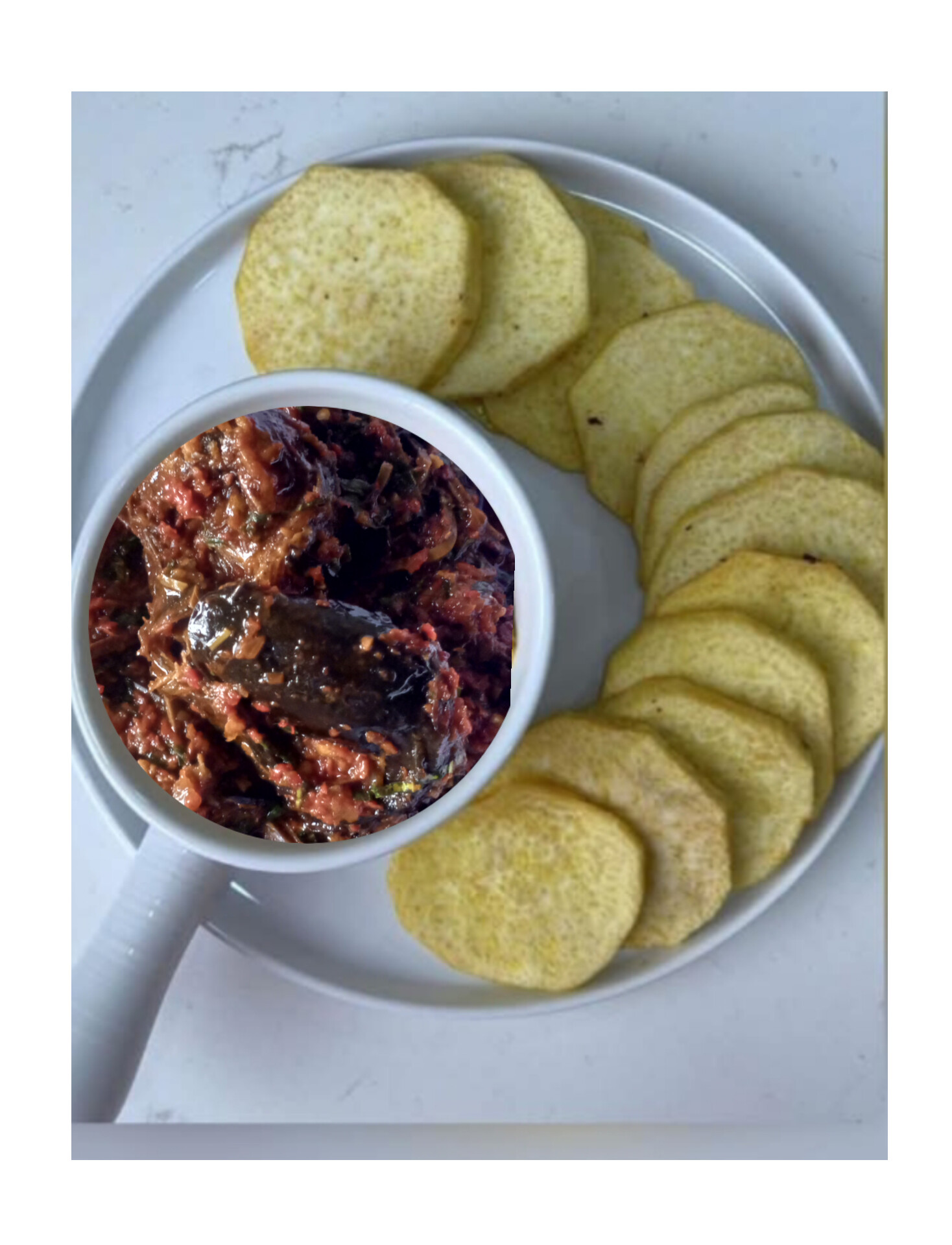 image of traditional red oil pepper sauce paired with yam for traditional red oil pepper sauce