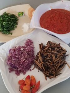 image of ingredients used in making traditional red oil pepper sauce