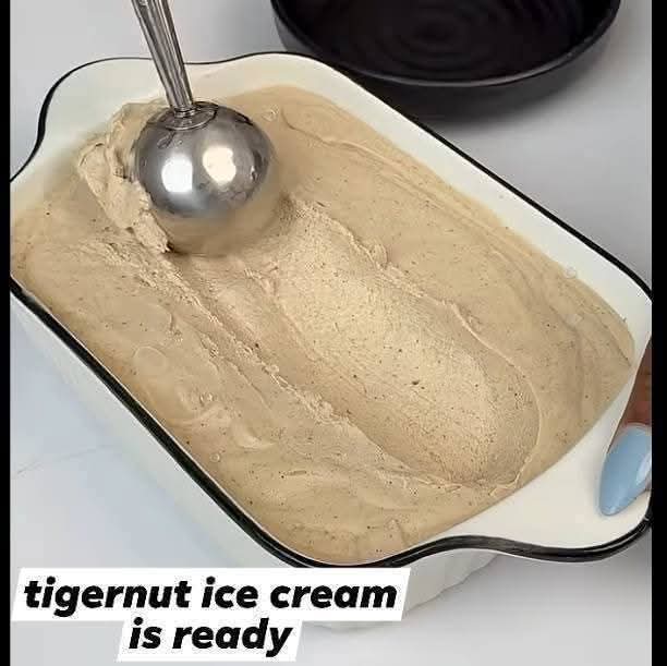 picture of creamy tiger nut ice cream in a plate