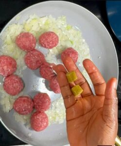 season and stir fry the beef balls