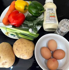 ingredients for delicious potato salad
