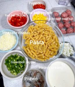 picture of ingredients for creamy pasta