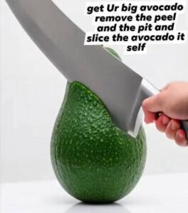 remove the peel, pit and slice the avocado for avocado ice cream