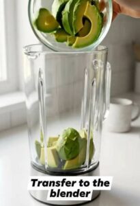 add sliced avocado to a blender