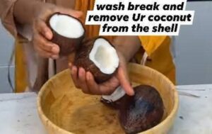 wash and crack coconut