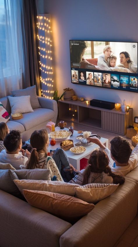 Family watching movies