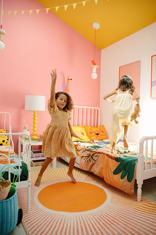 Mix Bright Bedding with Neutral Furniture
