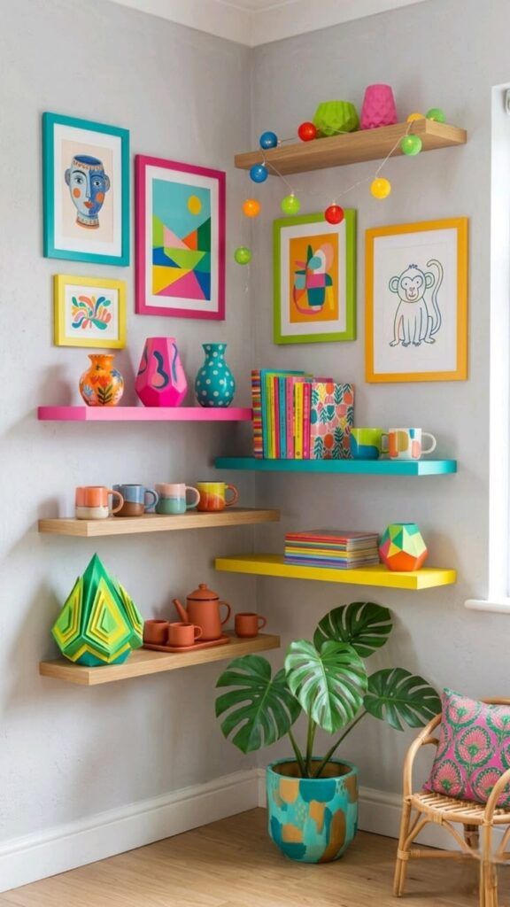  Use Colorful Open Shelving
