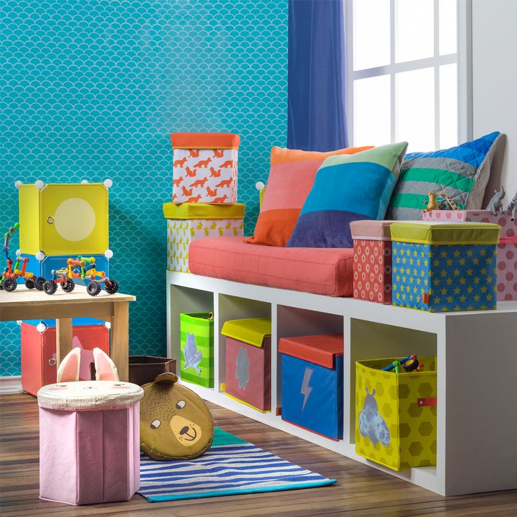 Use Colorful Storage Benches