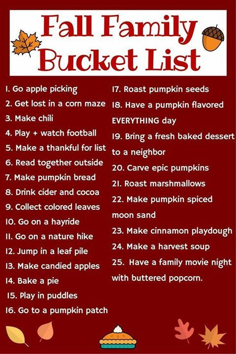 Write a Fall Family Bucket List