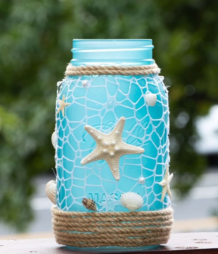 Coastal Mason Jar Vase