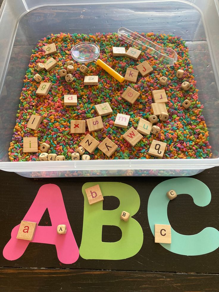Letter Matching Sensory Bin