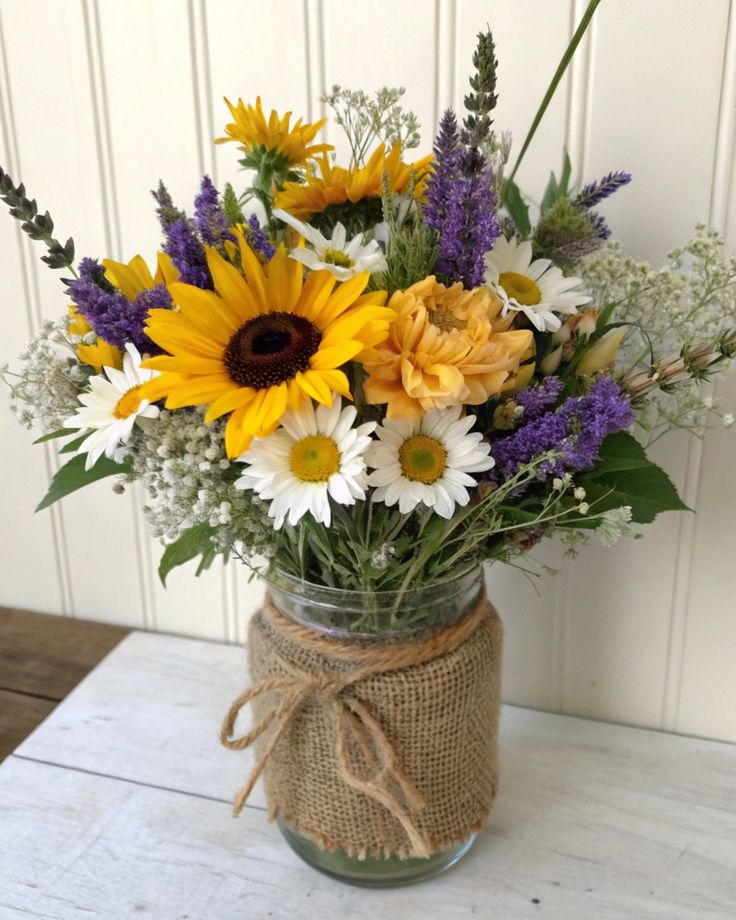 Mason Jar Flower Arrangement Centerpiece