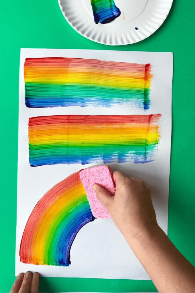 Rainbow Sponge Painting
