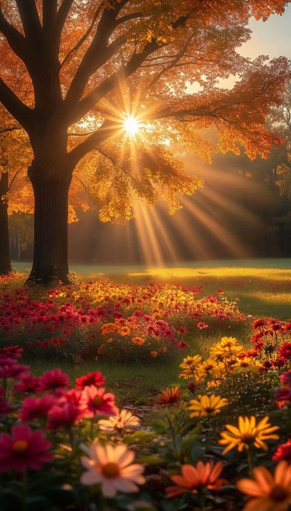 Autumn Sunset Over a Field