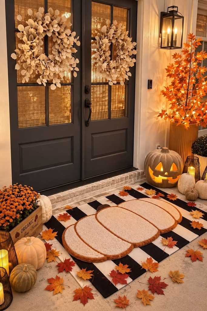 Decorate Your Front Door With Pumpkins