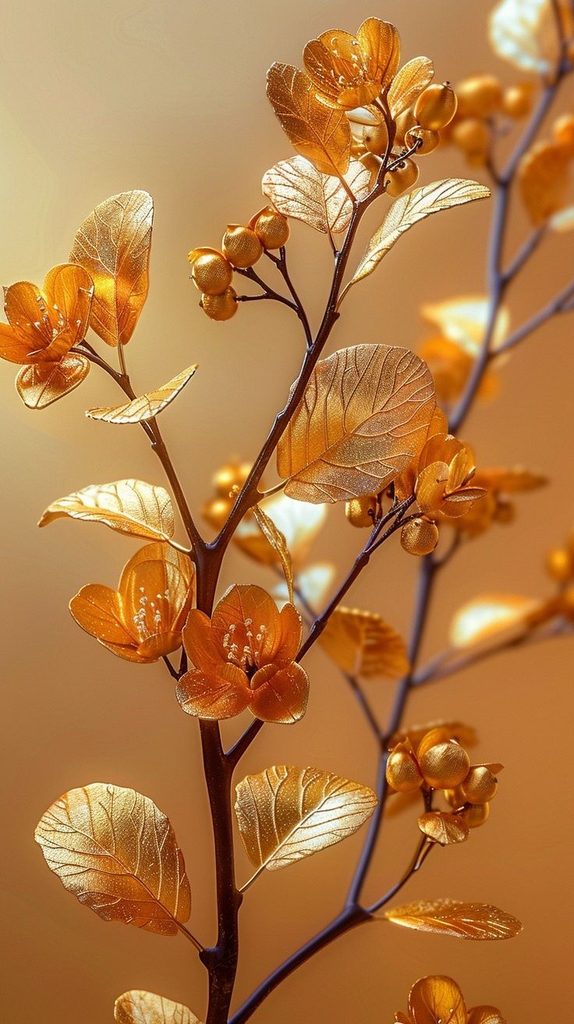Golden Leaves on a Branch