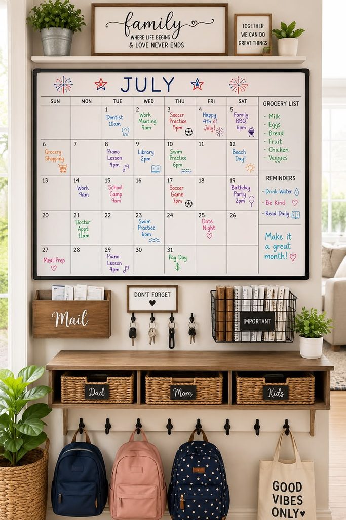 A Command Center With a Family Birthday and Celebration Calendar