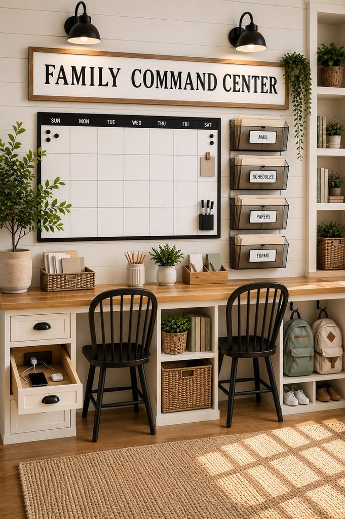 A Command Center With a Family Reading and Homework Tracker