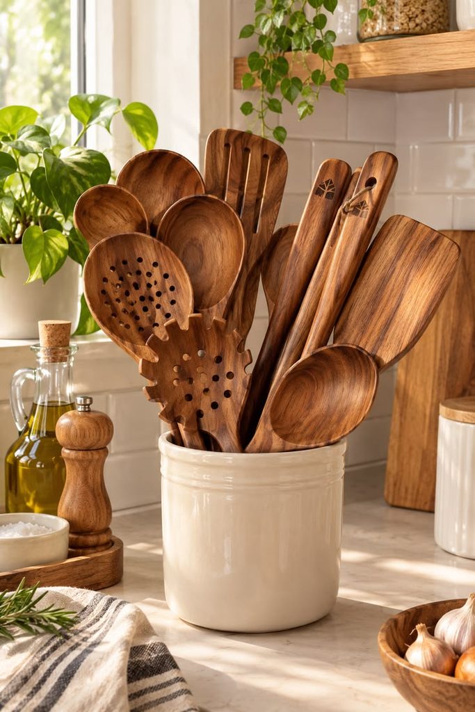 Bring Warmth Into Your Kitchen With Wooden Accessories