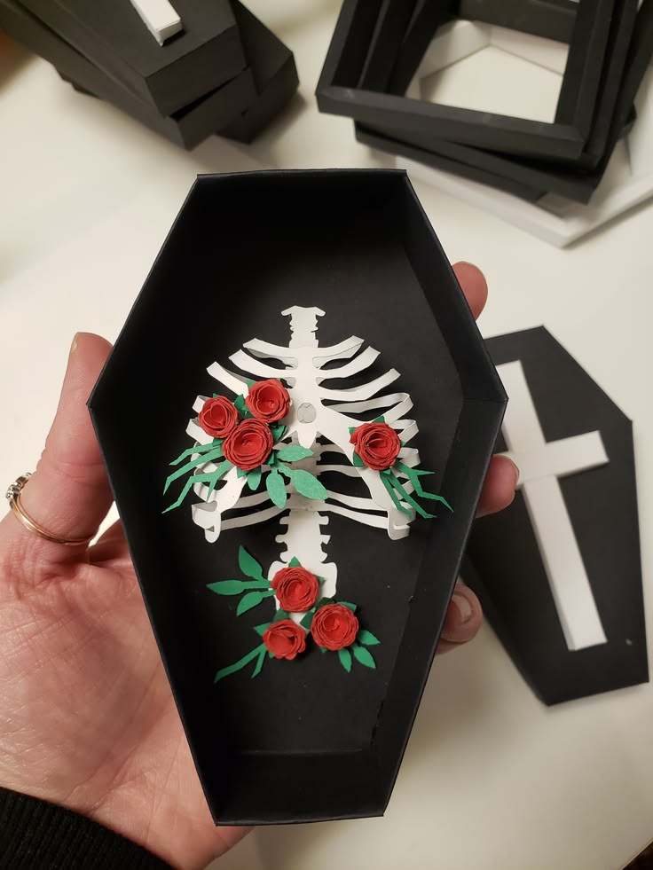 Paper Coffin and Skeleton Scene