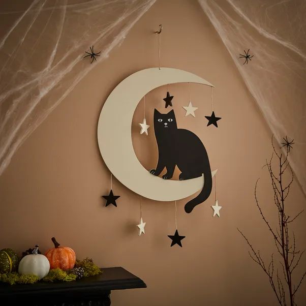 Paper Moon and Stars Halloween Scene